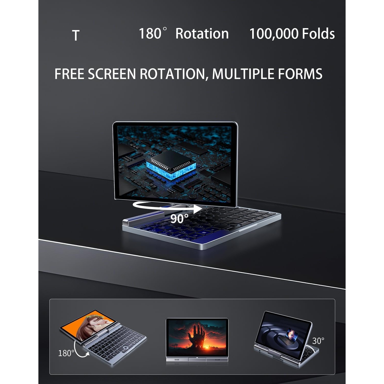 Mini Laptop 8" 2-in-1, Laptop Computer Win 11, Intel N150(up to 3.6GHz), 12GB RAM 512GB SSD, Touchscreen HD, Backlit Keyboard, Wi-Fi 6, USB-C, Lightweight Portable PC for Work/Kids/School