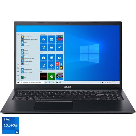 Laptop Acer Aspire 5 A515-56 cu procesor Intel® Core™ i7-1165G7 pana la 4.70 GHz, 15.6", Full HD, 8GB, 256GB SSD, Intel Iris Xe Graphics, Windows 10 Home, Black