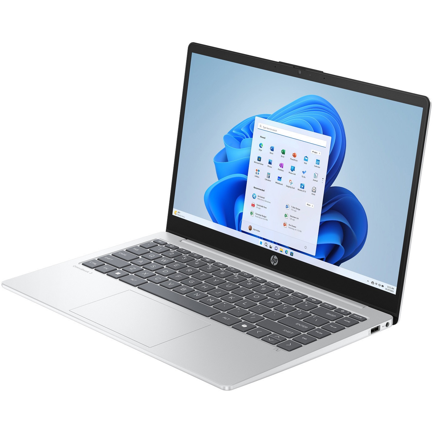 Laptop HP OmniBook 3 NG AI Hokie 25C1 cu procesor AMD Ryzen™ AI 5 340 pana la 4.8 Ghz, 14", Full HD, 16GB DDR 5, 512 GB SSD, AMD Radeon 840M Graphics,Windows 11, Glacier Silver