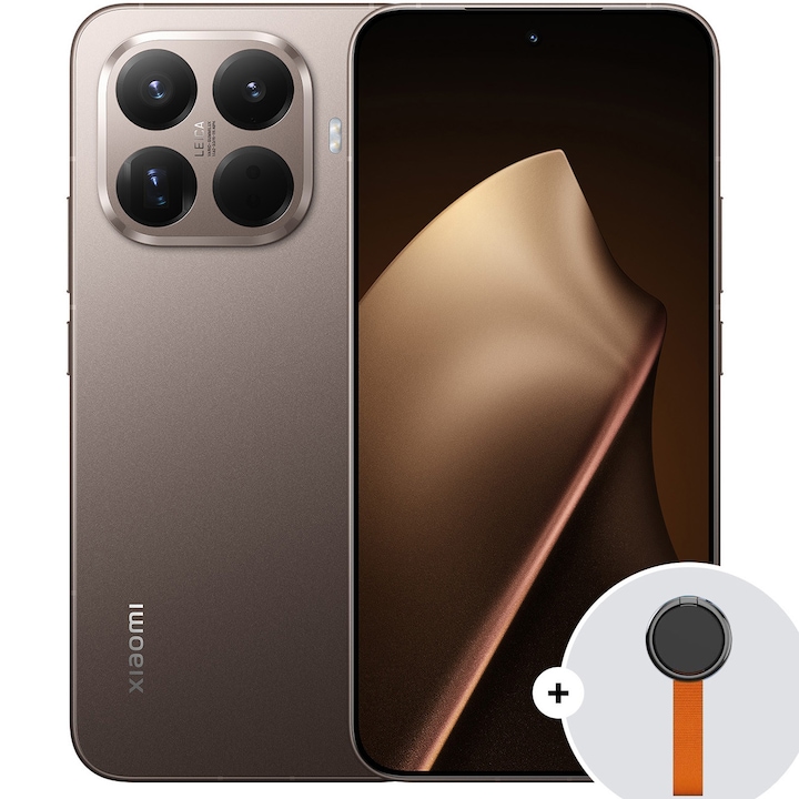 RESIGILAT: Telefon mobil Xiaomi 15T Pro, 12GB RAM, 256GB ROM, 5G Mocha Gold + Woven Strap Ring Stand