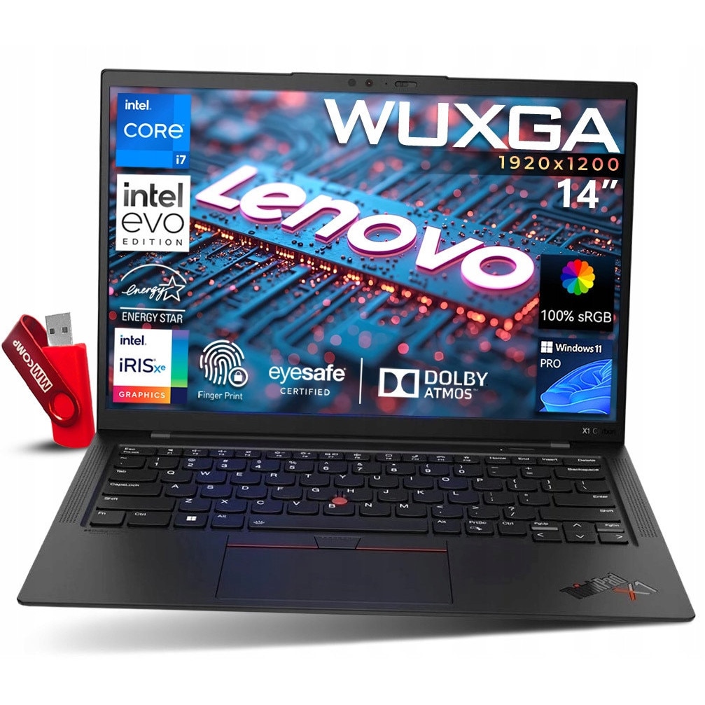 Pachet promo: Laptop Lenovo ThinkPad X1 Carbon G10, Intel Core i7-1255U, 16GB 512GB SSD, 14" WUXGA 1920x1200 IPS, 5200 MHz, Windows 11 Pro + Geanta pentru notebook Esperanza ET103 CLASSIC+ (17")