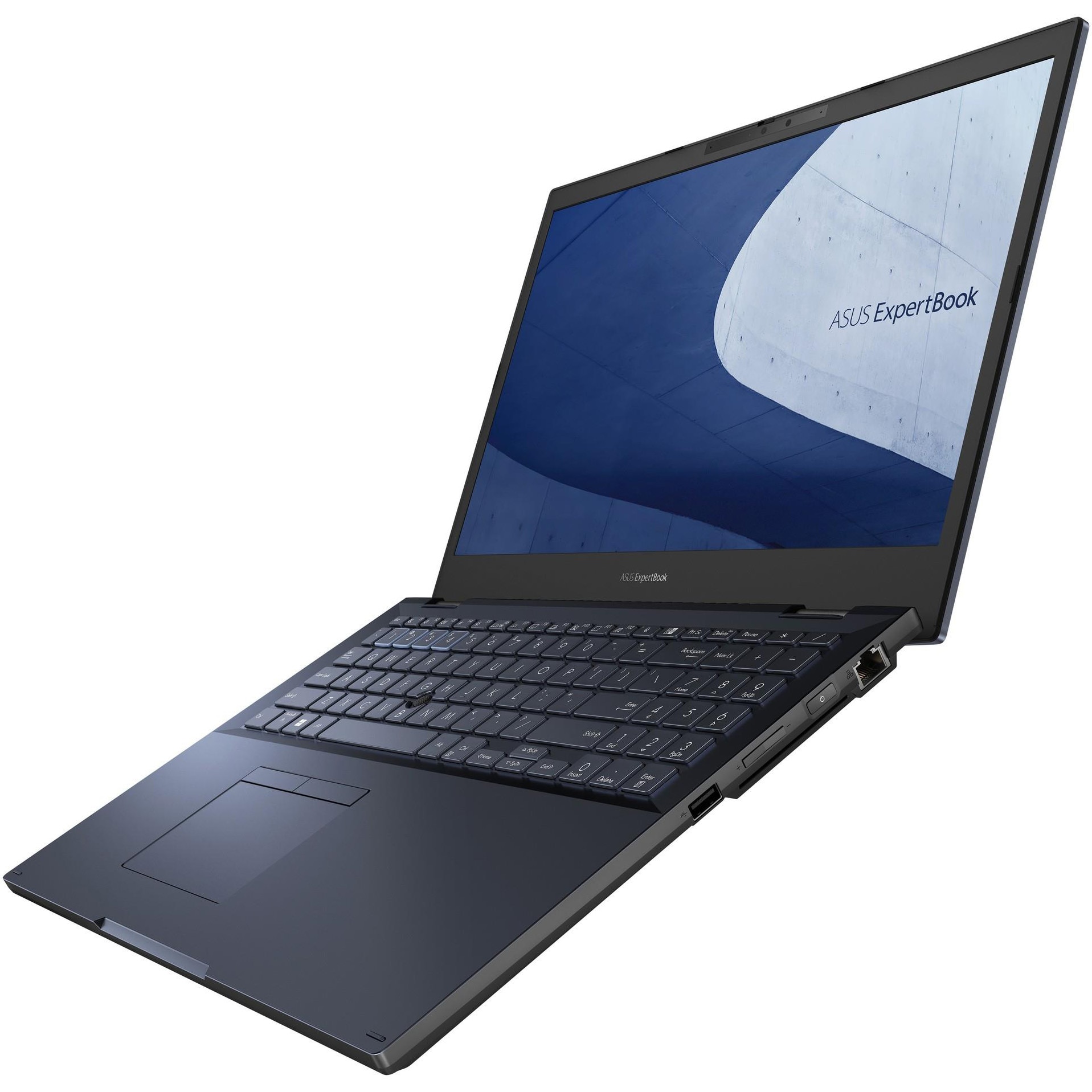 Laptop ASUS ExpertBook B2 B2502CBA cu procesor Intel(r) Core(tm) i3-1215U pana la 4.4 GHz, 15.6", Full HD, 16GB DDR4, 512GB SSD, Intel(r) UHD Graphics, Windows 10 Pro, Star Black