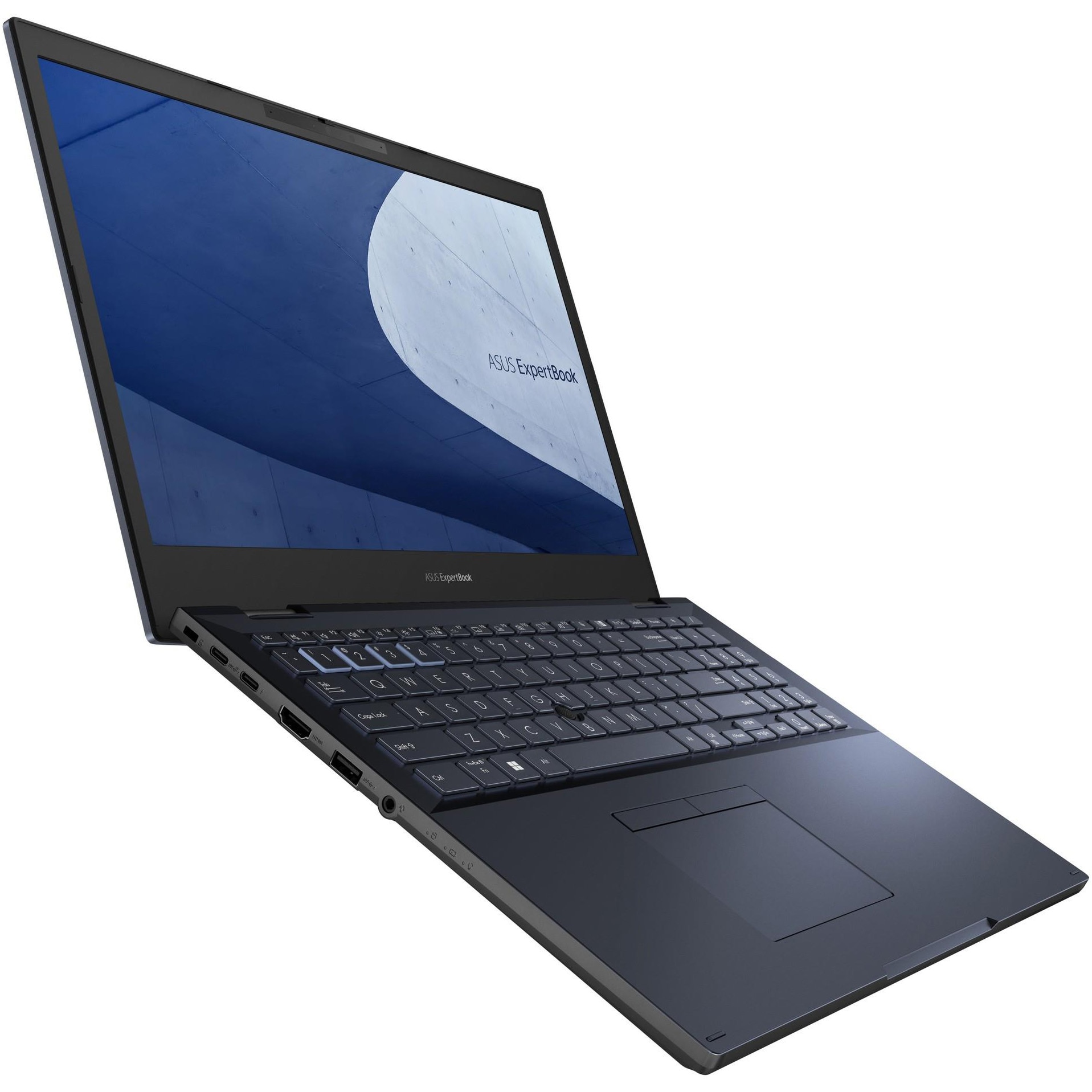 Laptop ASUS ExpertBook B2 B2502CBA cu procesor Intel(r) Core(tm) i3-1215U pana la 4.4 GHz, 15.6", Full HD, 16GB DDR4, 512GB SSD, Intel(r) UHD Graphics, Windows 10 Pro, Star Black