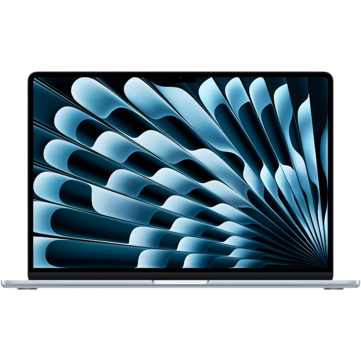 Laptop Apple MacBook Air 15" cu procesor Apple M5, 10 nuclee CPU, 10 nuclee GPU, 16 nuclee Neural Engine, 32GB RAM, 1TB SSD, Sky Blue, Tastatura US English