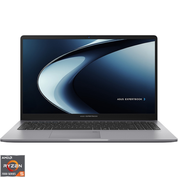 Laptop ASUS ExpertBook P1 PM1503CDA cu procesor AMD Ryzen™ 5 7535HS pana la 4.55GHz, 15.6''. Full HD, 32GB DDR5, 256GB SSD, AMD Radeon™ Graphics, WINDOWS 11 PRO, Misty Grey
