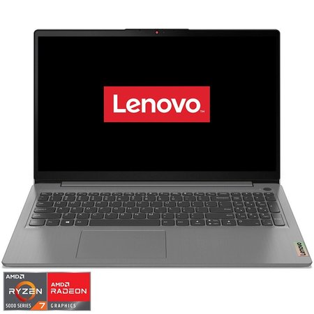 Laptop Lenovo IdeaPad 3 15ALC6 cu procesor AMD Ryzen™ 7 5700U pana la 4.30 GHz, 15.6", Full HD, 16GB, 512GB SSD, AMD Radeon™ Graphics, No OS, Arctic Grey