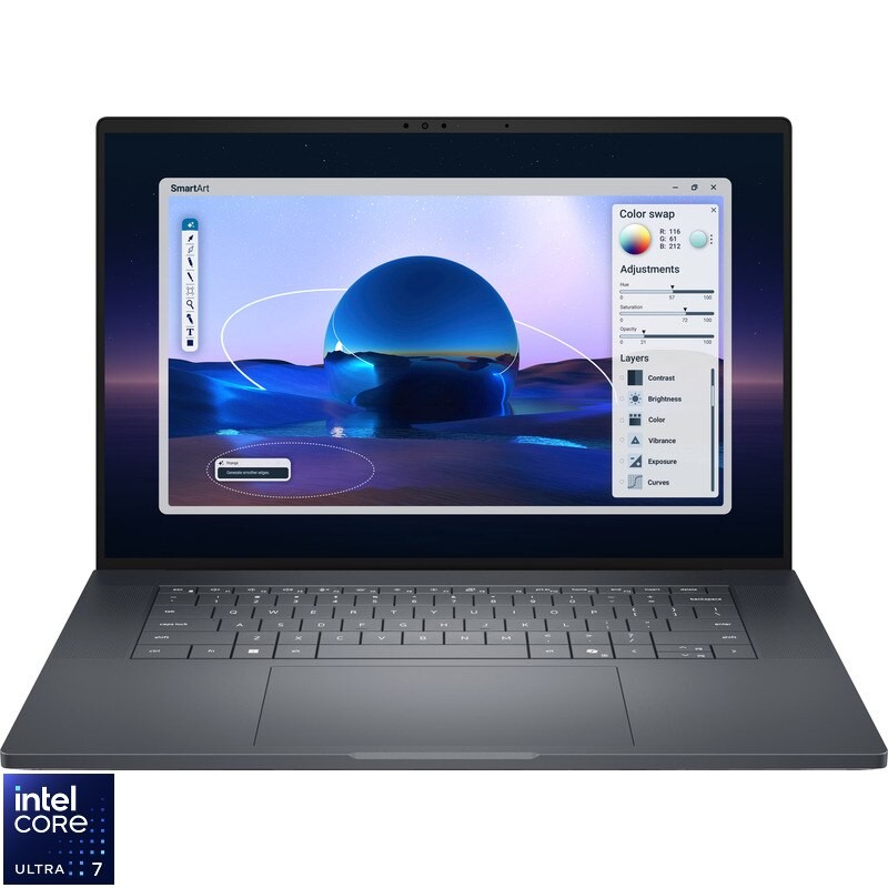 Laptop DELL 16'' Pro Max 16 Premium MA16250, FHD+ 120Hz VRR, Procesor Intel® Core™ Ultra 7 265H (24M Cache, up to 5.30 GHz), 32GB LPDDR5X, 1TB SSD, RTX PRO 1000 Blackwell 8GB, Win 11 Pro, 3Yr ProSupport