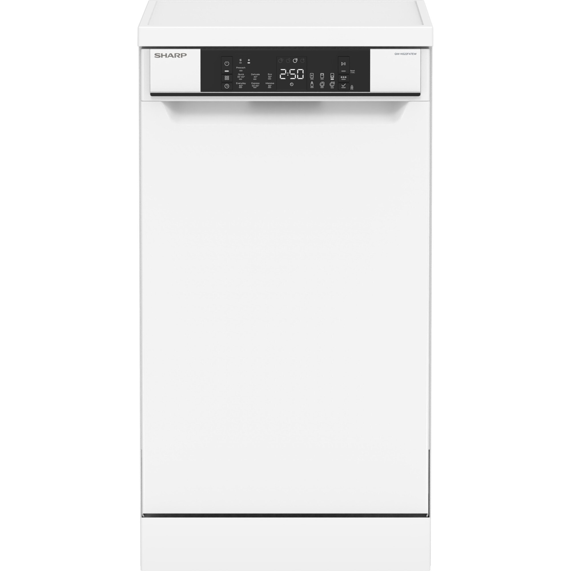Mașină de spălat vase Sharp QW-NS22F47EW-EU, 10 seturi, 3 coșuri, 7 programe, Clasa energetică E, Alb