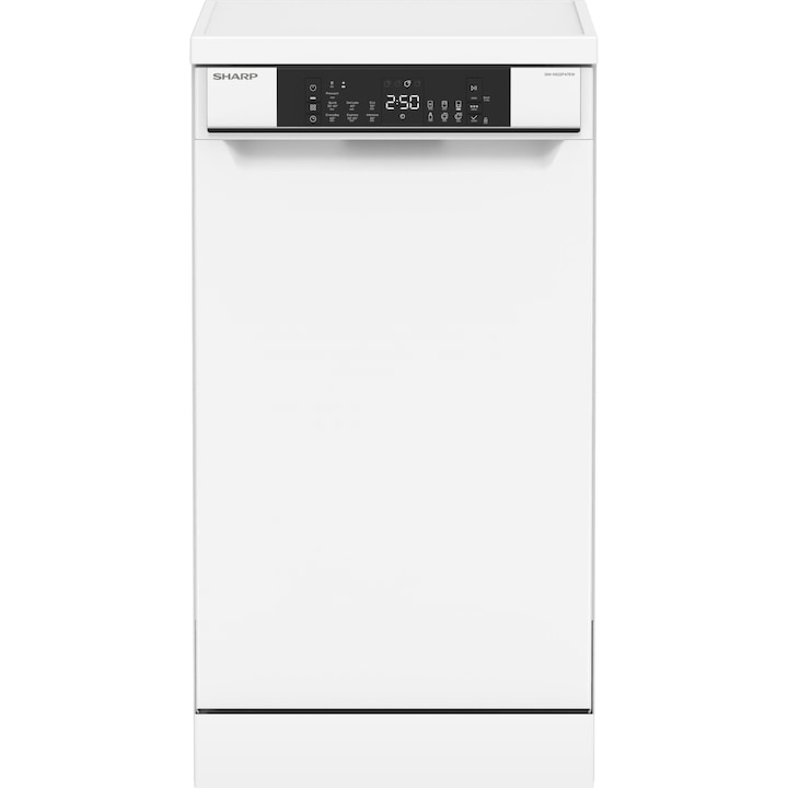 Mașină de spălat vase Sharp QW-NS22F47EW-EU, 10 seturi, 3 coșuri, 7 programe, Clasa energetică E, Alb