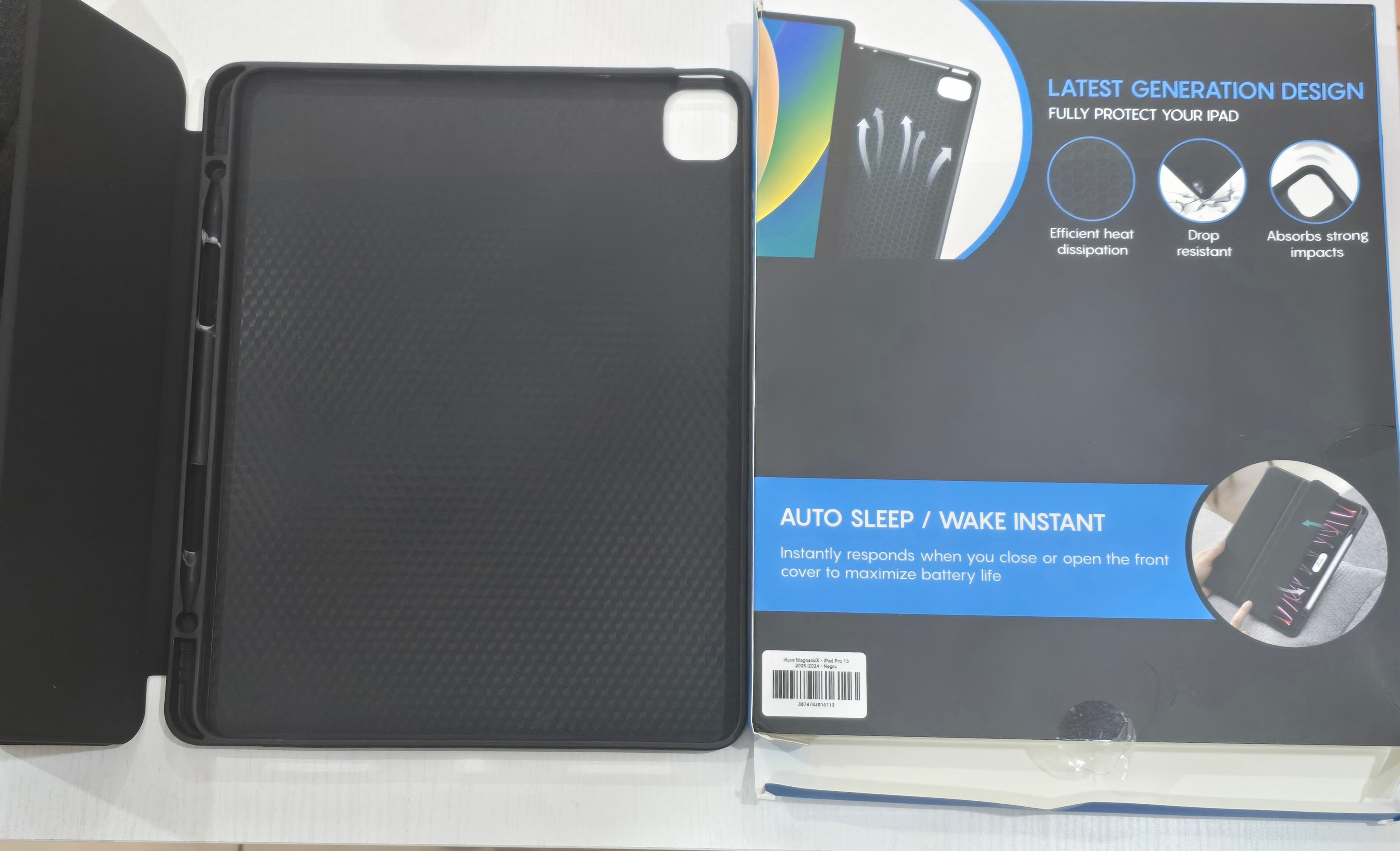 Husa Inteligenta compatibila cu iPad Mini 6 / Mini 7 8.3", MagneticX, CASEY STUDIOS™, Unghiuri Ajustabile, Suport Stylus Pen, Carcasa Flexibila, Functie Auto Sleep/Wake &Touch ID, Subtire si Usoara, Negru
