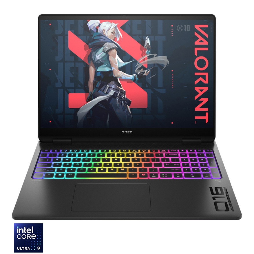 Laptop Gaming HP OMEN MAX 16-ah0003nn cu procesor Intel® Core™ Ultra 9 275HX pana la 5.40 GHz, 16'', WQXGA, OLED, 240Hz, 64GB DDR5 RAM, 2TB SSD, NVIDIA® GeForce RTX™ 5090 24GB GDDR7, Free DOS, Shadow black