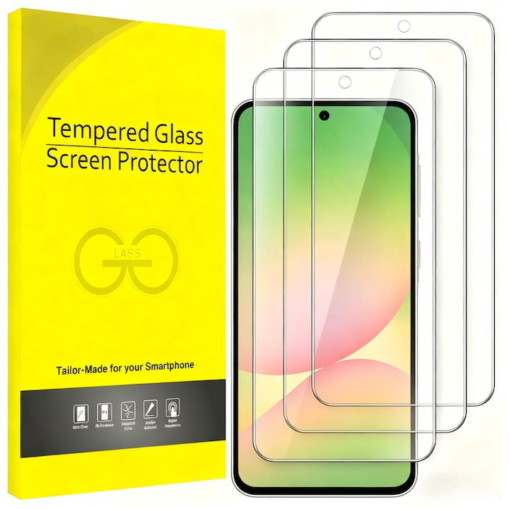 Set de 3 Protectori de Ecran din Sticla Temperata pentru Samsung Galaxy A56 5G, 9H Durabilitate, Anti-Zgarieturi, Ultra Clar HD, Ultra Rezistent