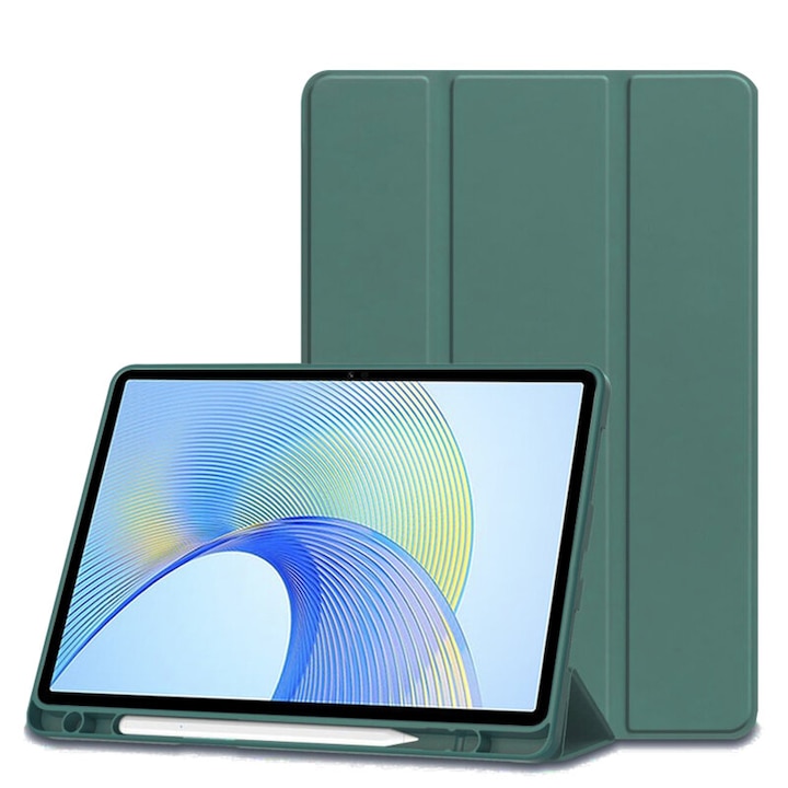 Husa de protectie pentru tableta compatibila cu Honor Pad X9/X8 Pro, FoldPro, tip stand, piele ecologica, Verde inchis