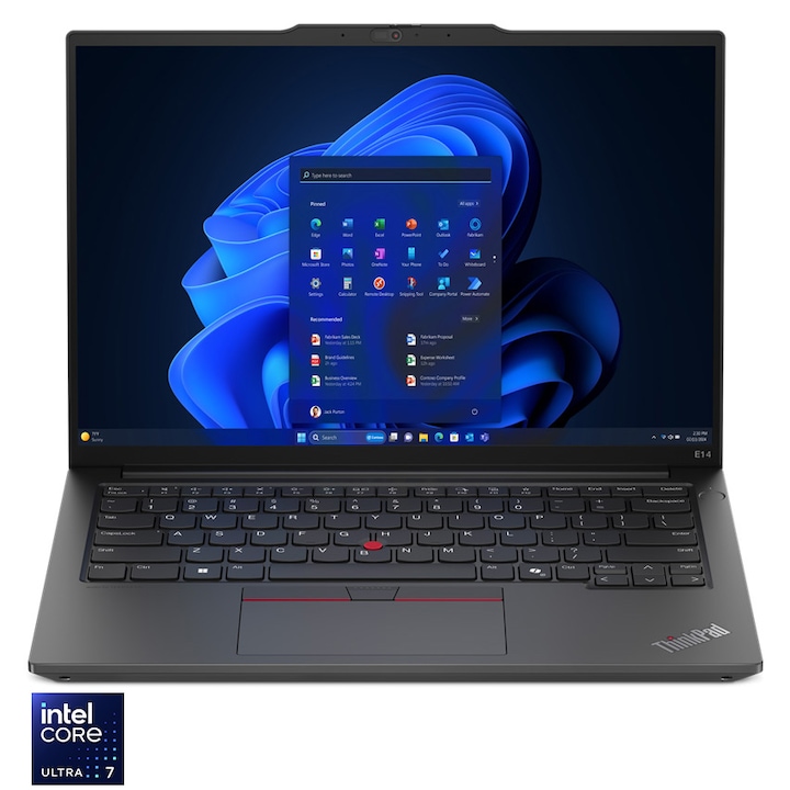 Laptop Lenovo ThinkPad E14 Gen 6 cu procesor Intel® Core™ Ultra 7 155H pana la 4.8GHz, 14" WUXGA, IPS, 16GB DDR5 RAM, 512GB SSD, Intel® Arc™ Graphics, Windows® 11 Pro, Black, 3Y Onsite upgrade