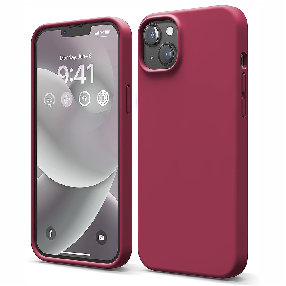 Husa CASEY STUDIOS™ compatibila cu Apple iPhone 13 Mini, Soft Silicone Premium, Microfibra in Interior, de Protectie, Ultra Slim, compatibila cu Incarcare Wireless, Margini Ridicate pentru Protectia Ecranului si a Camerelor, Anti socuri, Rosu bordo