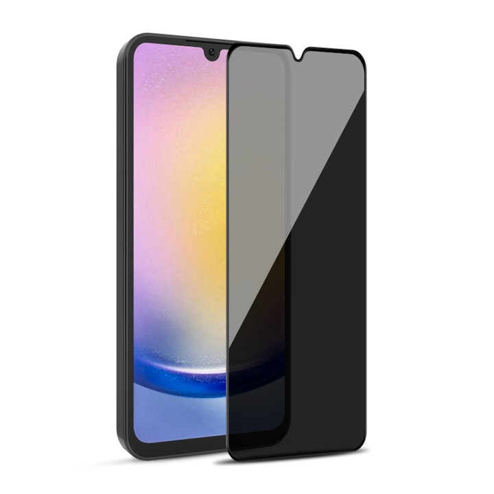 Folie de protectie compatibila cu Samsung Galaxy A25 5G, Privacy, sticla securizata, Negru
