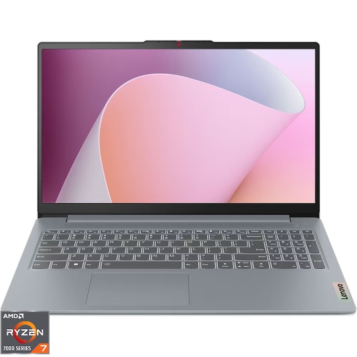 Laptop Lenovo 15.6'' IdeaPad Slim 3 15ABR8, FHD IPS, Procesor AMD Ryzen™ 7 7730U (16M Cache, up to 4.5 GHz), 8 nuclee, 16GB DDR4, 2TB SSD, Radeon, No OS, Arctic Grey