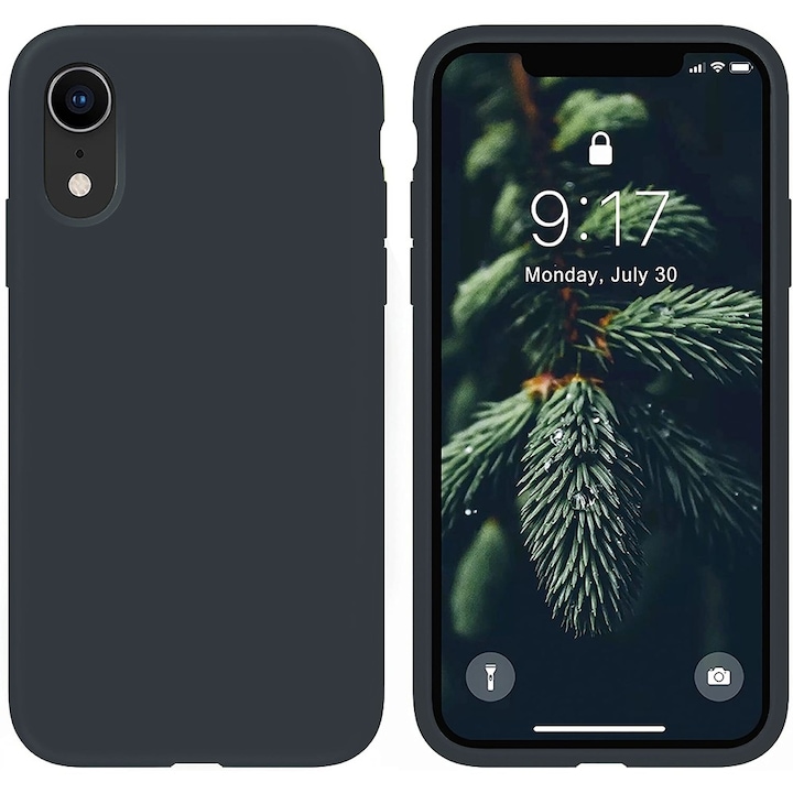 Husa CASEY STUDIOS™ pentru Apple iPhone XR, Soft Silicone Premium, Microfibra in Interior, Midnight Blue, de Protectie, Ultra Slim, pentru Incarcare Wireless, Margini Ridicate pentru Protectia Ecranului si a Camerelor