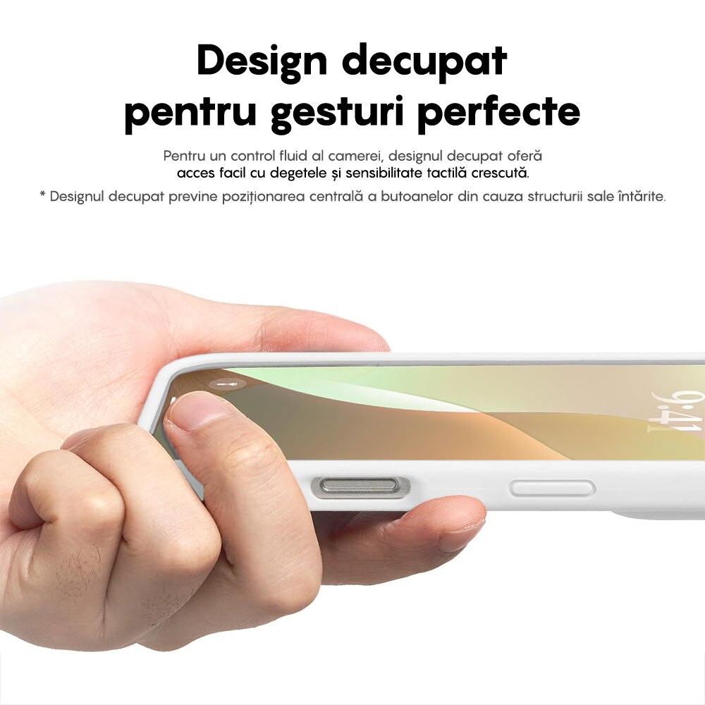 Husa CASEY STUDIOS™ compatibila cu iPhone 16 Plus, Soft Silicone Premium, Microfibra in Interior, Alb, de Protectie, Ultra Slim, pentru Incarcare Wireless, Margini Ridicate de Protectia Ecranului si a Camerelor
