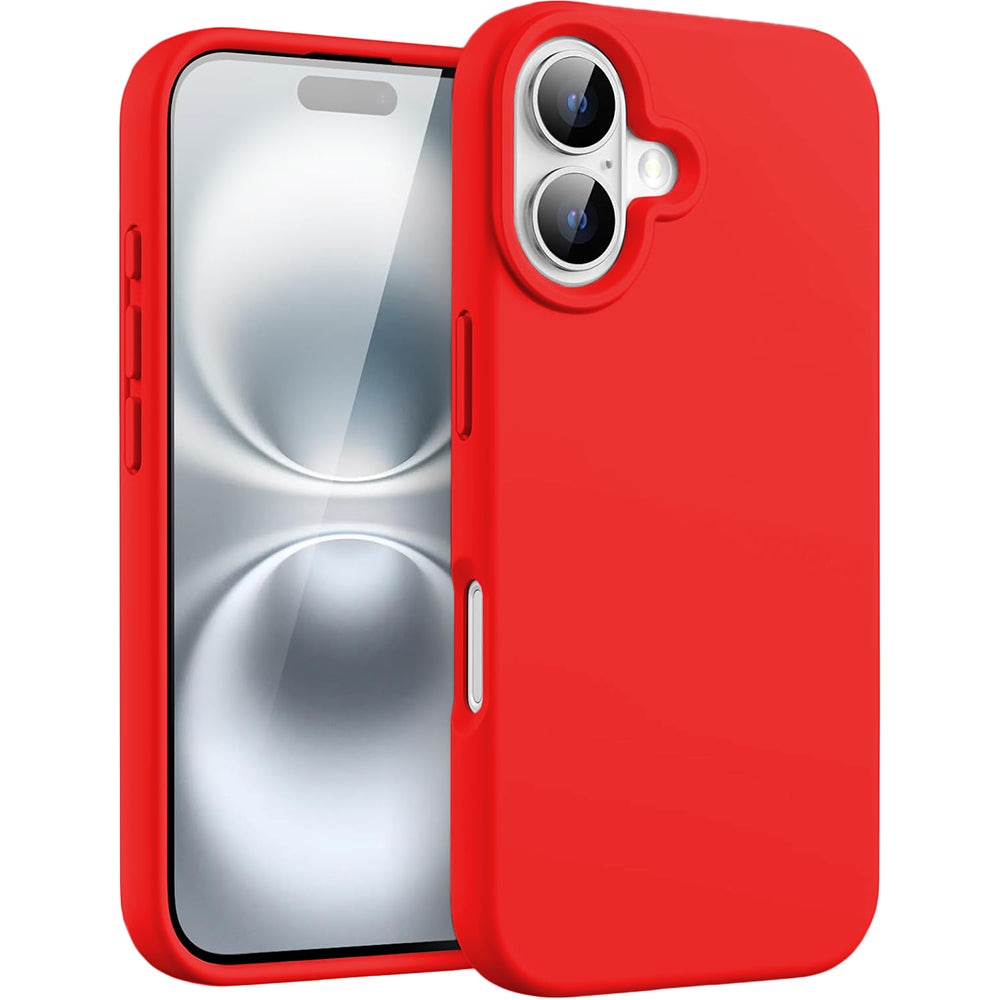 Husa CASEY STUDIOS™ compatibila cu iPhone 16, Soft Silicone Premium, Microfibra in Interior, Rosu, de Protectie, Ultra Slim, pentru Incarcare Wireless, Margini Ridicate de Protectia Ecranului si a Camerelor