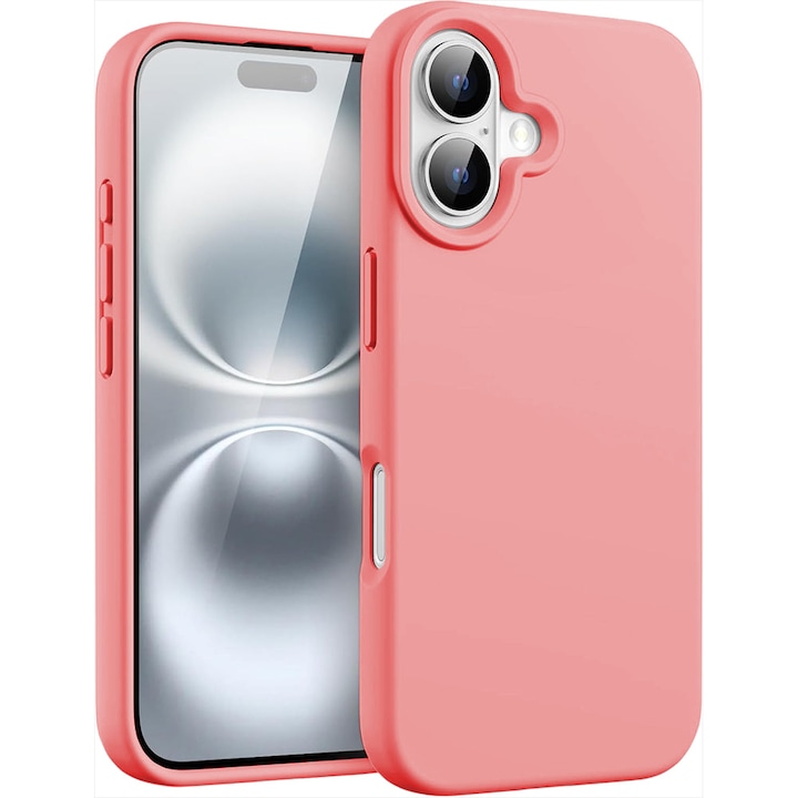 Husa CASEY STUDIOS™ compatibila cu iPhone 16, Soft Silicone Premium, Microfibra in Interior, Roz, de Protectie, Ultra Slim, pentru Incarcare Wireless, Margini Ridicate de Protectia Ecranului si a Camerelor
