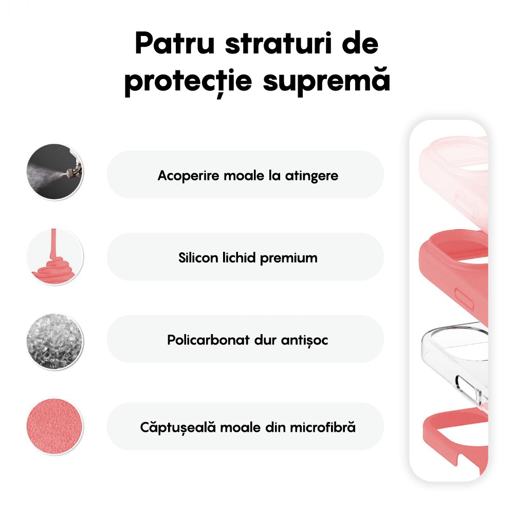 Husa CASEY STUDIOS™ compatibila cu iPhone 16, Soft Silicone Premium, Microfibra in Interior, Roz, de Protectie, Ultra Slim, pentru Incarcare Wireless, Margini Ridicate de Protectia Ecranului si a Camerelor