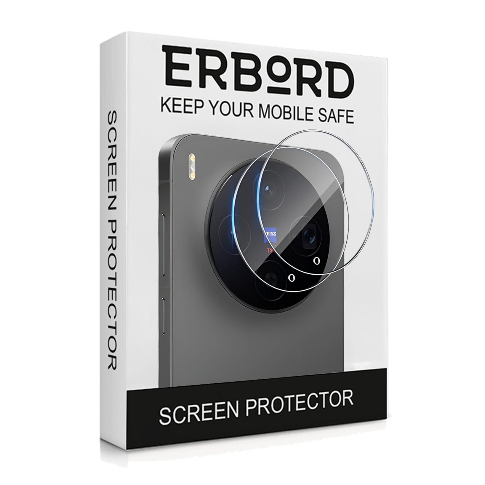 Set 2x Folii protectie ERBORD pentru aparat Vivo X300, transparent, 9H, usor de montat