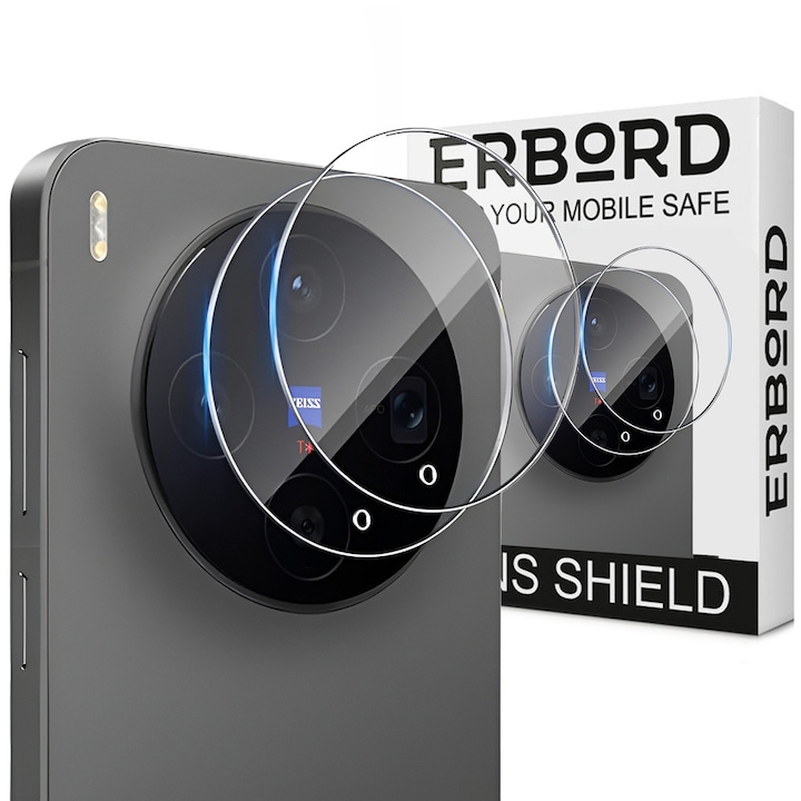 Set 2x Folii protectie ERBORD pentru aparat Vivo X300, transparent, 9H, usor de montat