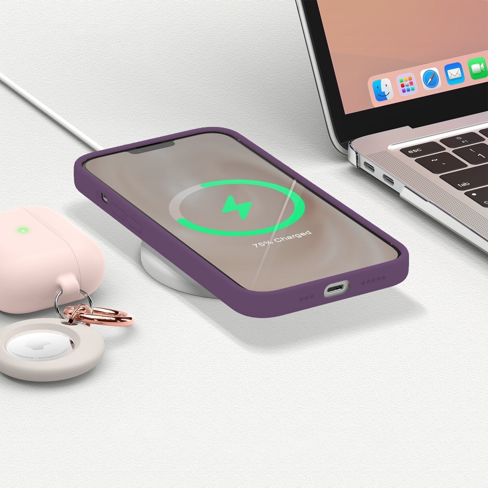 Husa CASEY STUDIOS™ compatibila cu iPhone 13 Mini, Soft Silicone Premium, Microfibra in Interior, Light Purple, de Protectie, Ultra Slim, pentru Incarcare Wireless, Margini Ridicate de Protectia Ecranului si a Camerelor