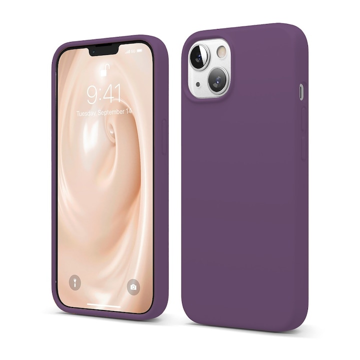 Husa CASEY STUDIOS™ compatibila cu iPhone 13 Mini, Soft Silicone Premium, Microfibra in Interior, Light Purple, de Protectie, Ultra Slim, pentru Incarcare Wireless, Margini Ridicate de Protectia Ecranului si a Camerelor