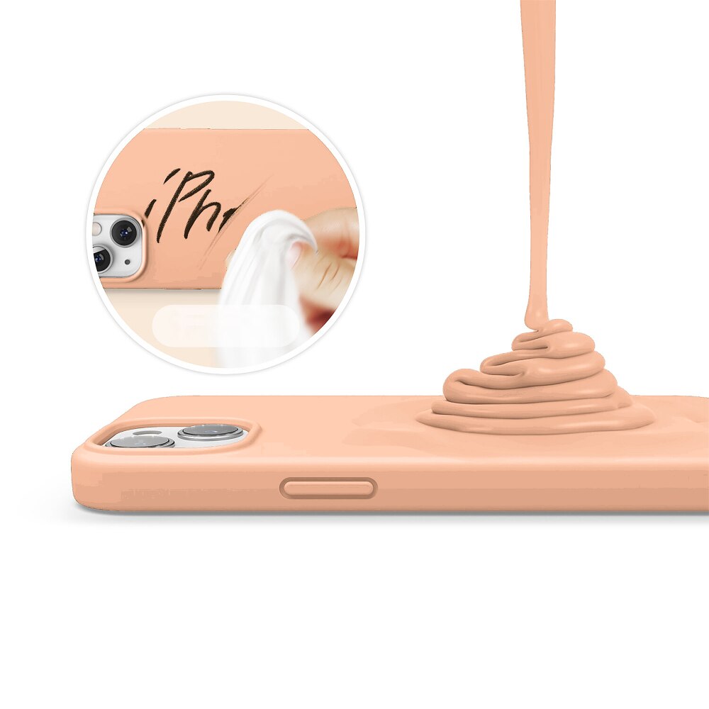 Husa CASEY STUDIOS™ compatibila cu iPhone 13 Mini, Soft Silicone Premium, Microfibra in Interior, Pink Sand, de Protectie, Ultra Slim, pentru Incarcare Wireless, Margini Ridicate de Protectia Ecranului si a Camerelor