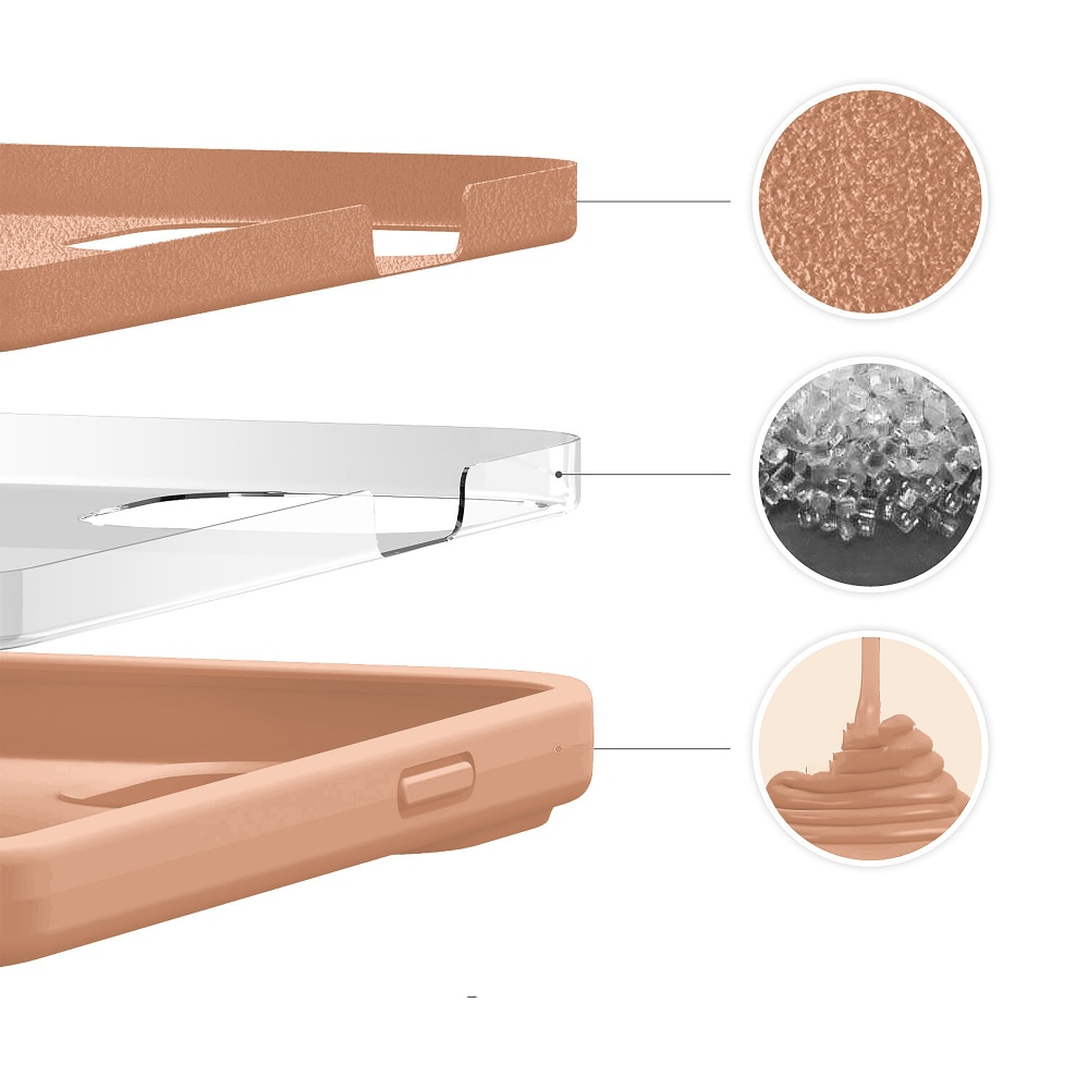 Husa CASEY STUDIOS™ compatibila cu iPhone 13 Mini, Soft Silicone Premium, Microfibra in Interior, Pink Sand, de Protectie, Ultra Slim, pentru Incarcare Wireless, Margini Ridicate de Protectia Ecranului si a Camerelor
