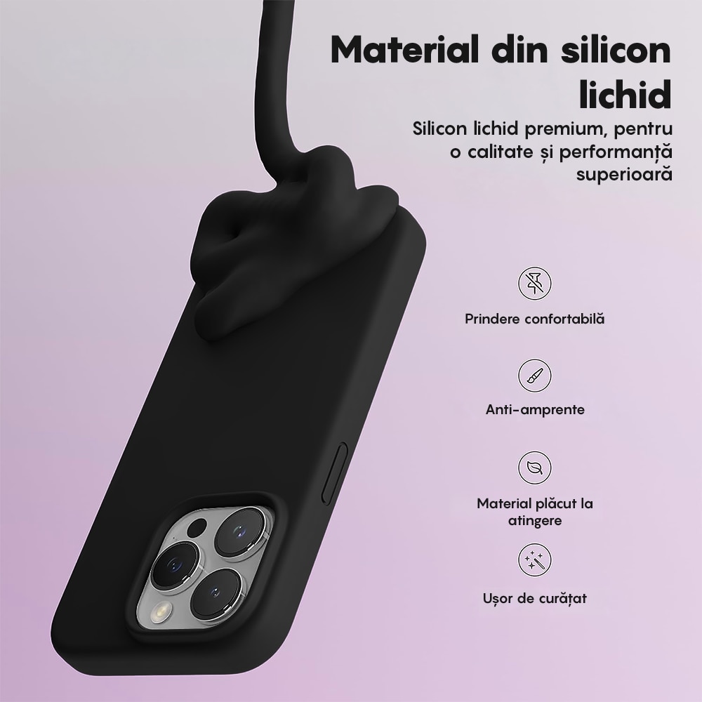 Husa CASEY STUDIOS™ compatibila cu iPhone 12 Pro Max, Soft Silicone Premium, Microfibra in Interior, Negru, de Protectie, Ultra Slim, pentru Incarcare Wireless, Margini Ridicate de Protectia Ecranului si a Camerelor