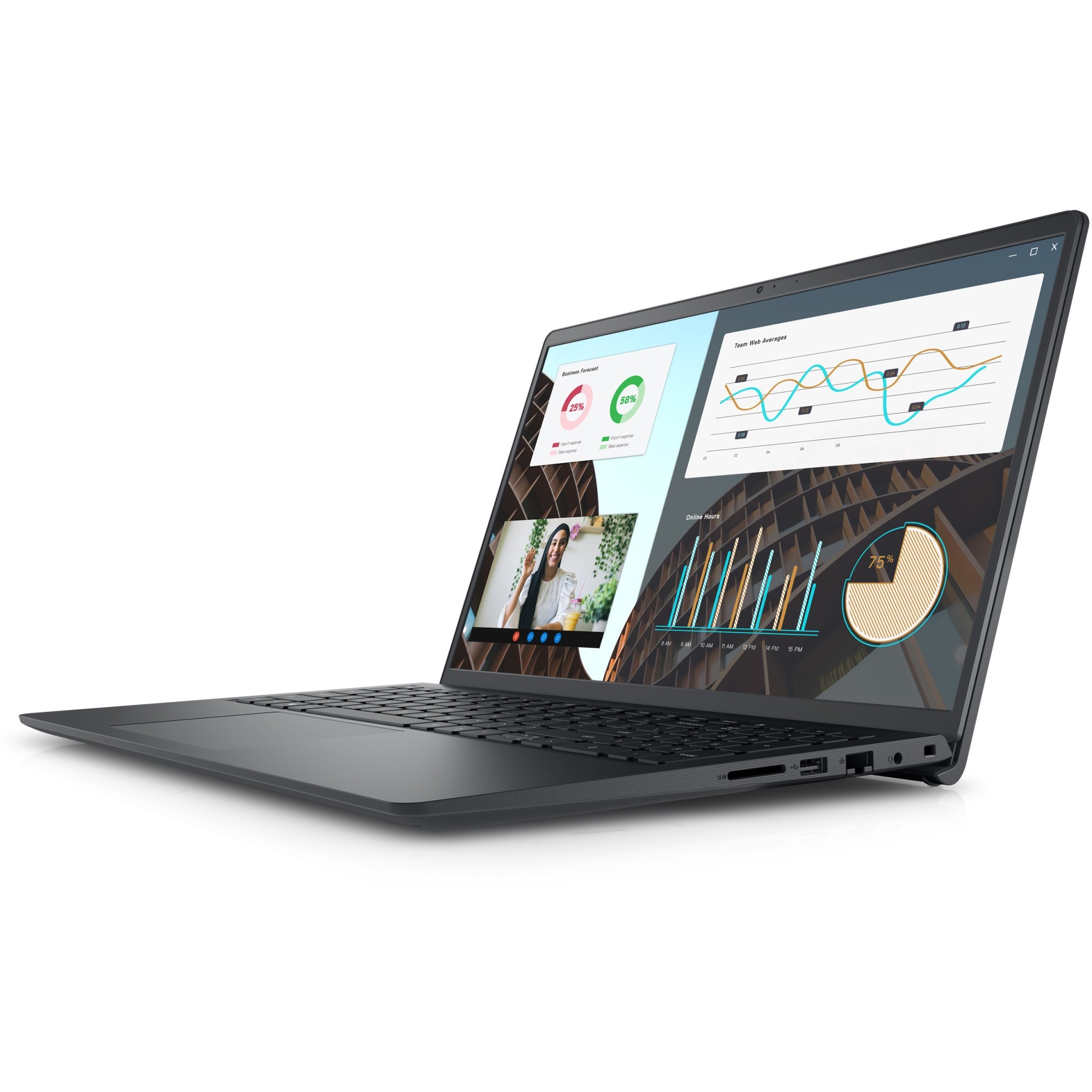 Laptop Dell Vostro 3530 cu procesor Intel® Core™ i5-1335U pana la 4.6 GHz, 15.6", Full HD, 8GB, 512GB SSD, Intel® UHD Graphics, Windows 11 Pro, Carbon Black, 3y ProSupport and Next Business Day Onsite Service