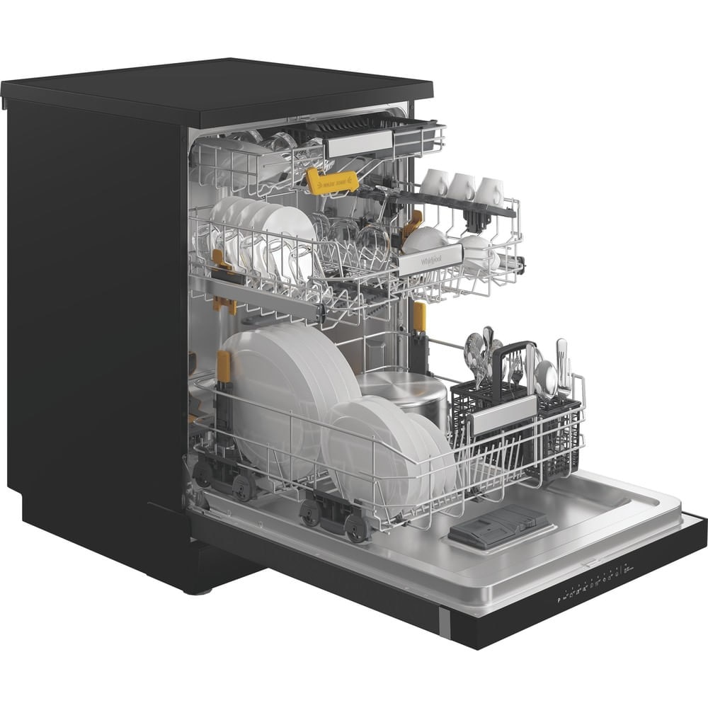 Masina de spalat vase, Whirlpool W8F HS61BS, independenta, 8 programe, 15 seturi de vase, (A), Negru