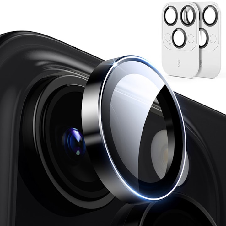 Folie de protectie Camera Spate ESR Armorite pentru Apple iPhone 17 Pro Max, Sticla Securizata, Set 2 bucati, Neagra