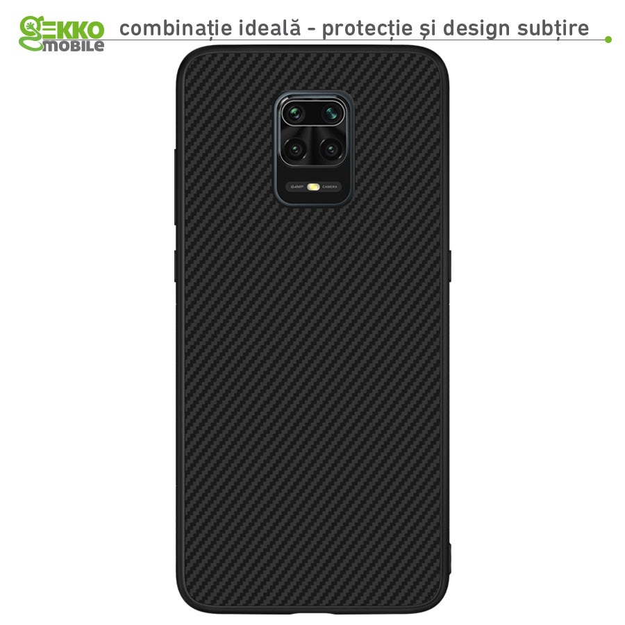 Husa pentru Xiaomi Redmi Note 9 Pro - Silicon, ultraslim, decupaje camera, suprafata mata - Gekko Carbon Skin