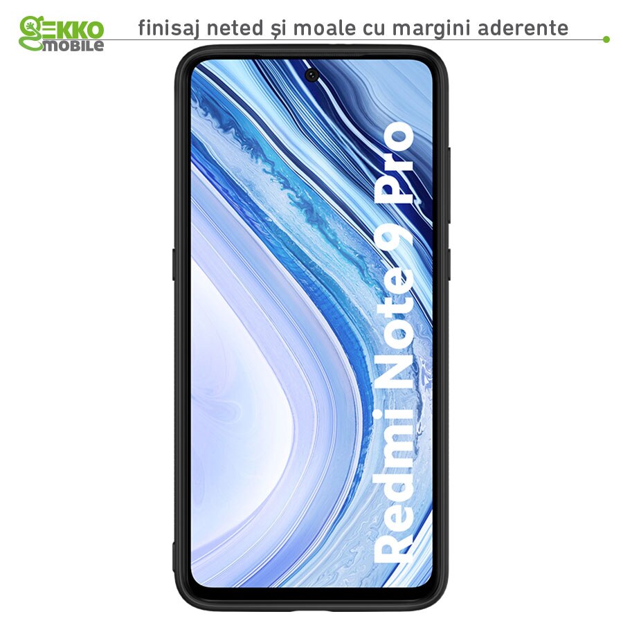 Husa pentru Xiaomi Redmi Note 9 Pro - Silicon, ultraslim, decupaje camera, suprafata mata - Gekko Carbon Skin