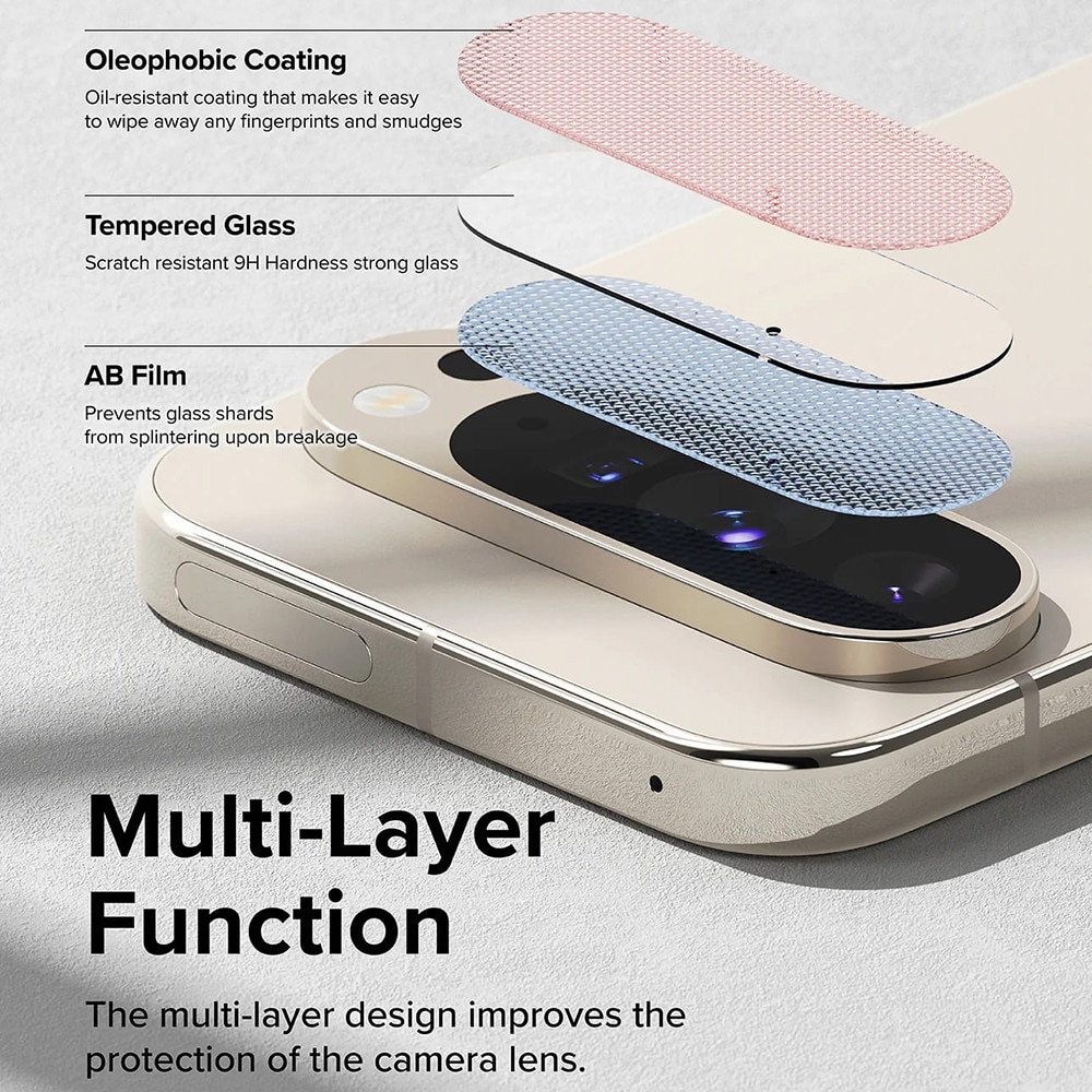 Folie telefon Ringke pentru Google Pixel 9 Pro, set 3 bucăți, sticlă securizată, transparent