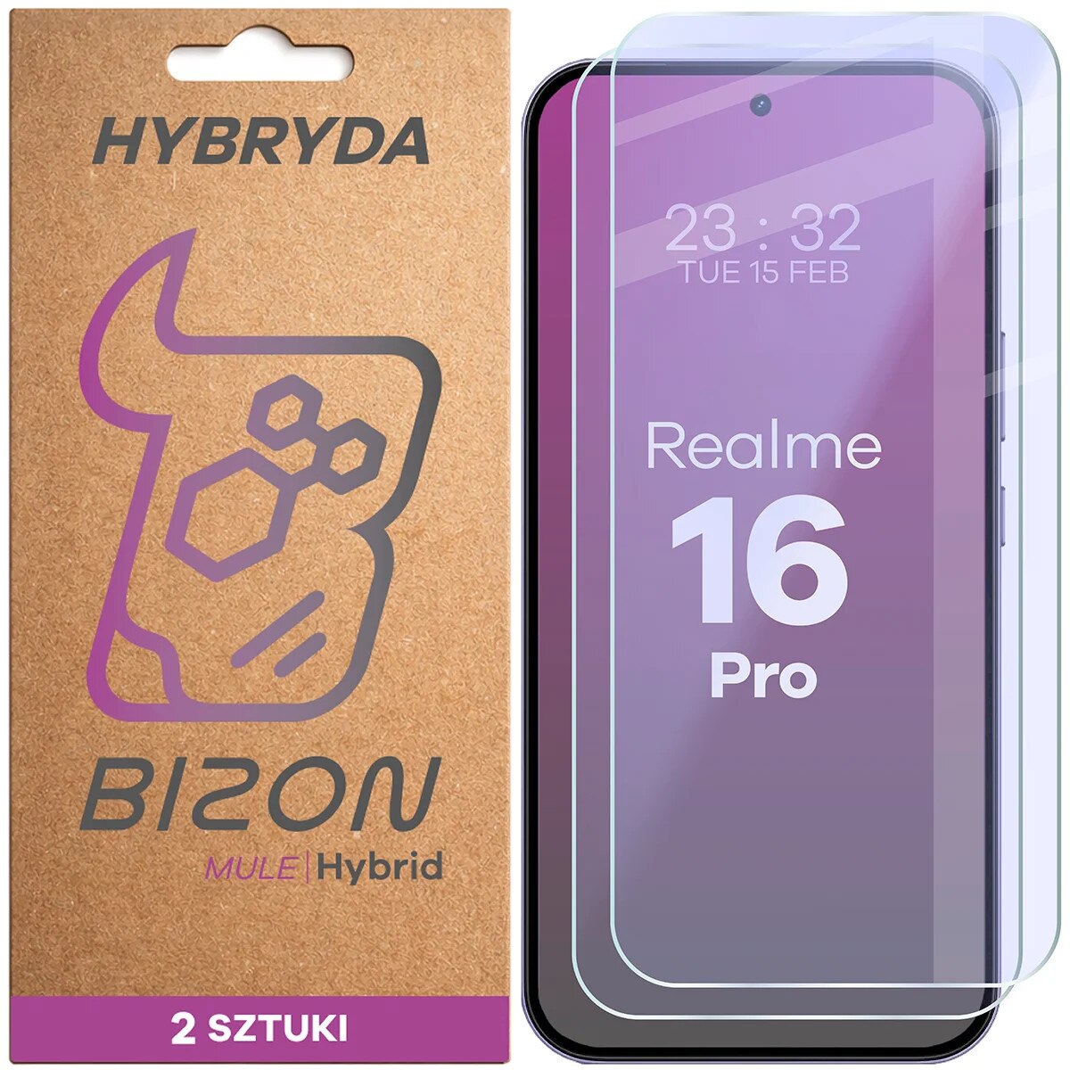 Set 2 Sticla hibrid Bizon Hybrid Mule Duo pentru Realme 16 Pro 5G