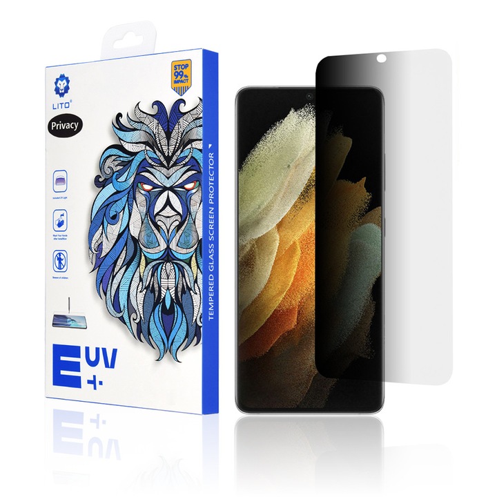 Folie pentru Samsung Galaxy S21 Ultra, Full display, Sticla, Lito, Privacy