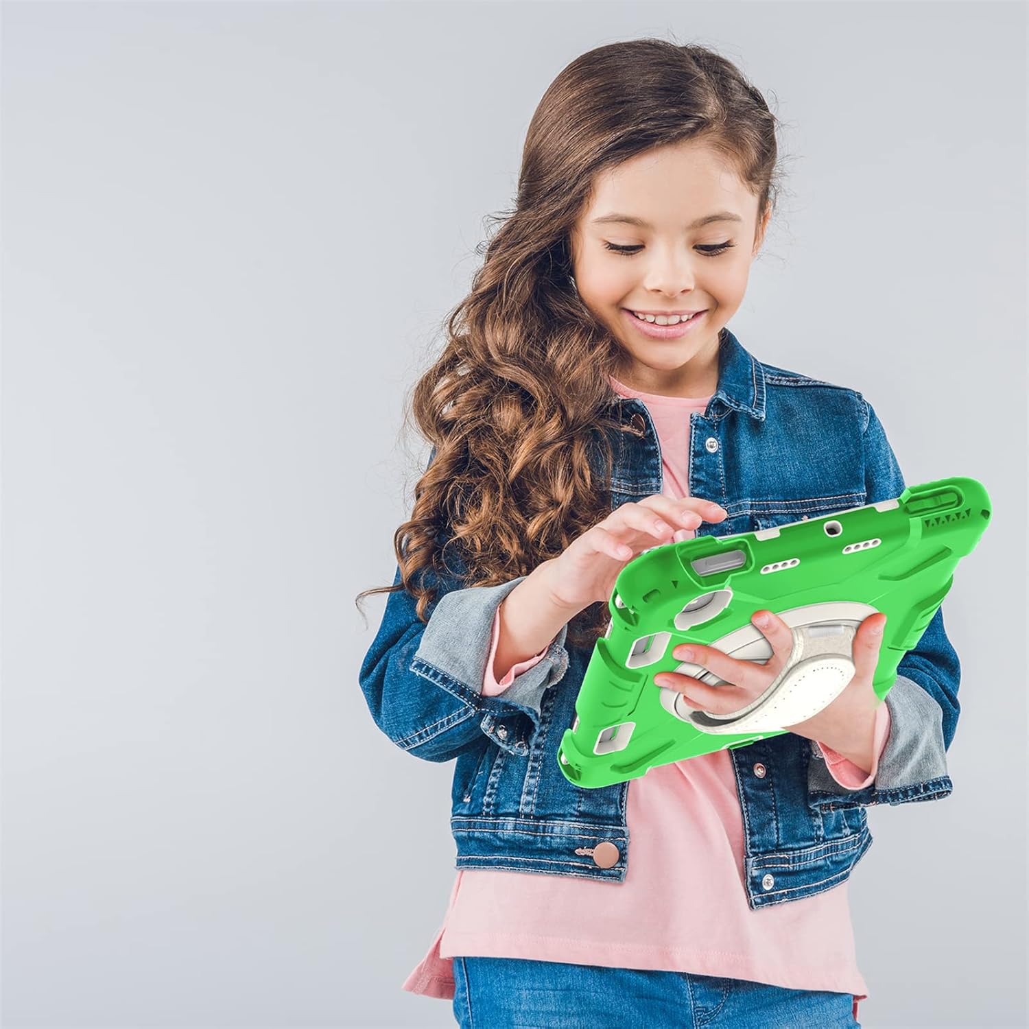 Husa pentru iPad Mini 6 8.3", verde, cu suport rotativ si loc pentru stilou, trei straturi de protectie