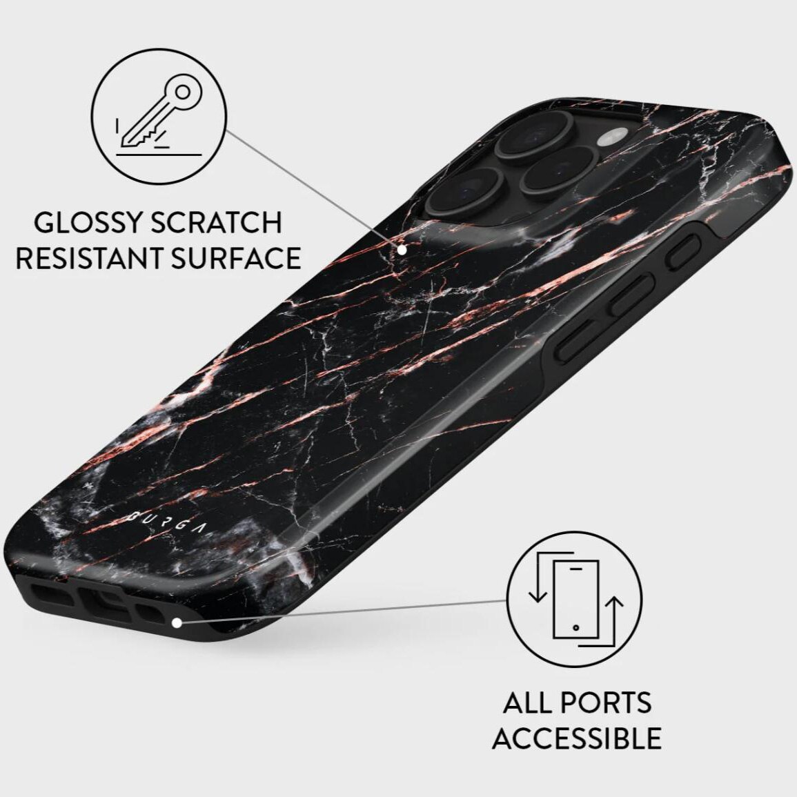 Husa de protectie Burga Dual Layer, Rose Gold Marble pentru iPhone 16 Pro Max