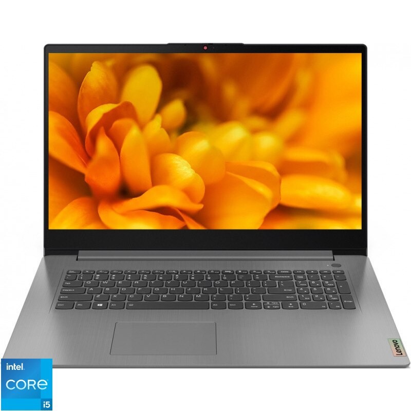 Laptop Lenovo IdeaPad 3 17IAU7 cu procesor Intel® Core™ i5-1235U pana la 4.4 GHz, 17.3", HD+, 16GB, 1TB SSD NVME, Intel® Iris® Xe Graphics, No OS, Arctic Grey