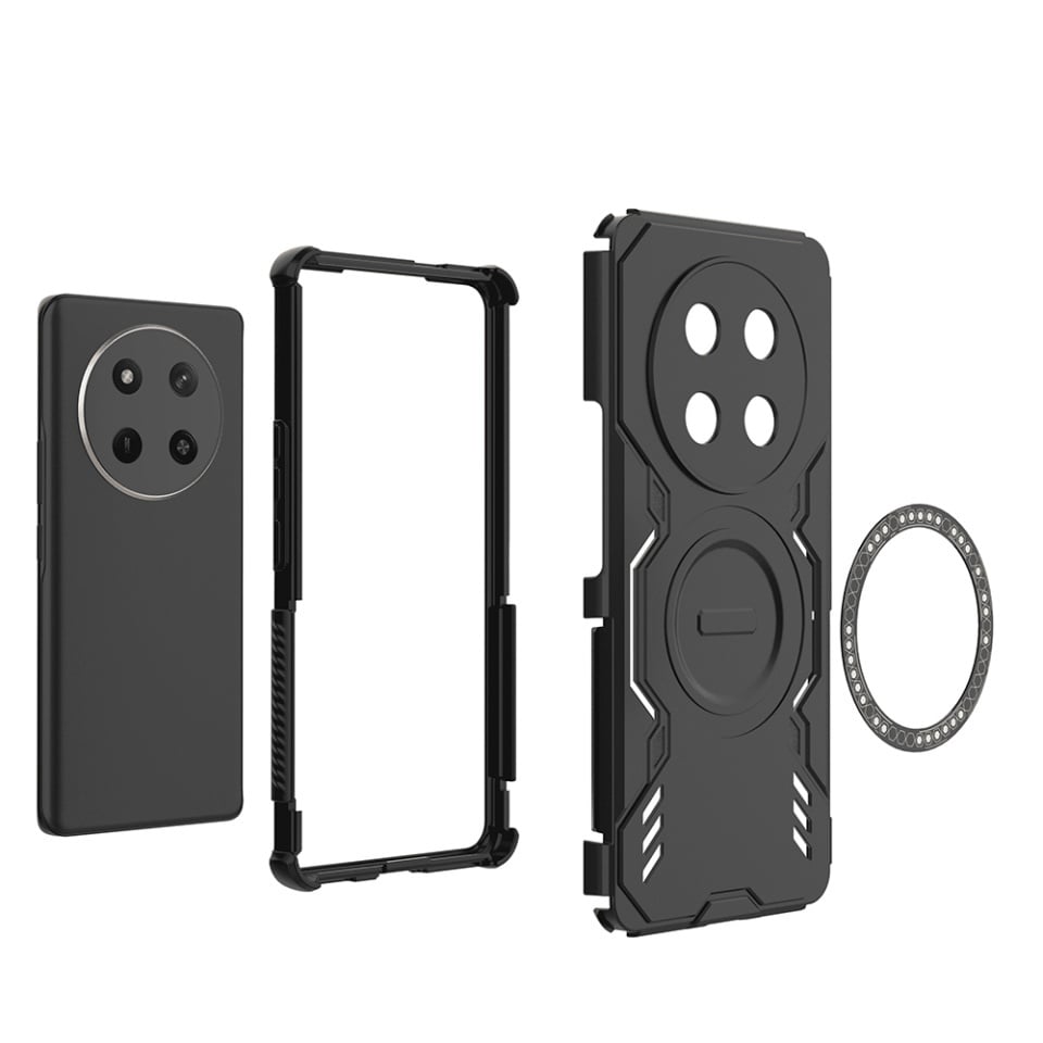 Husa pentru Honor X9c / Magic7 Lite, SKYDDAR INOVATION, ArmorMag, Magsafe, set cu sticker, Negru