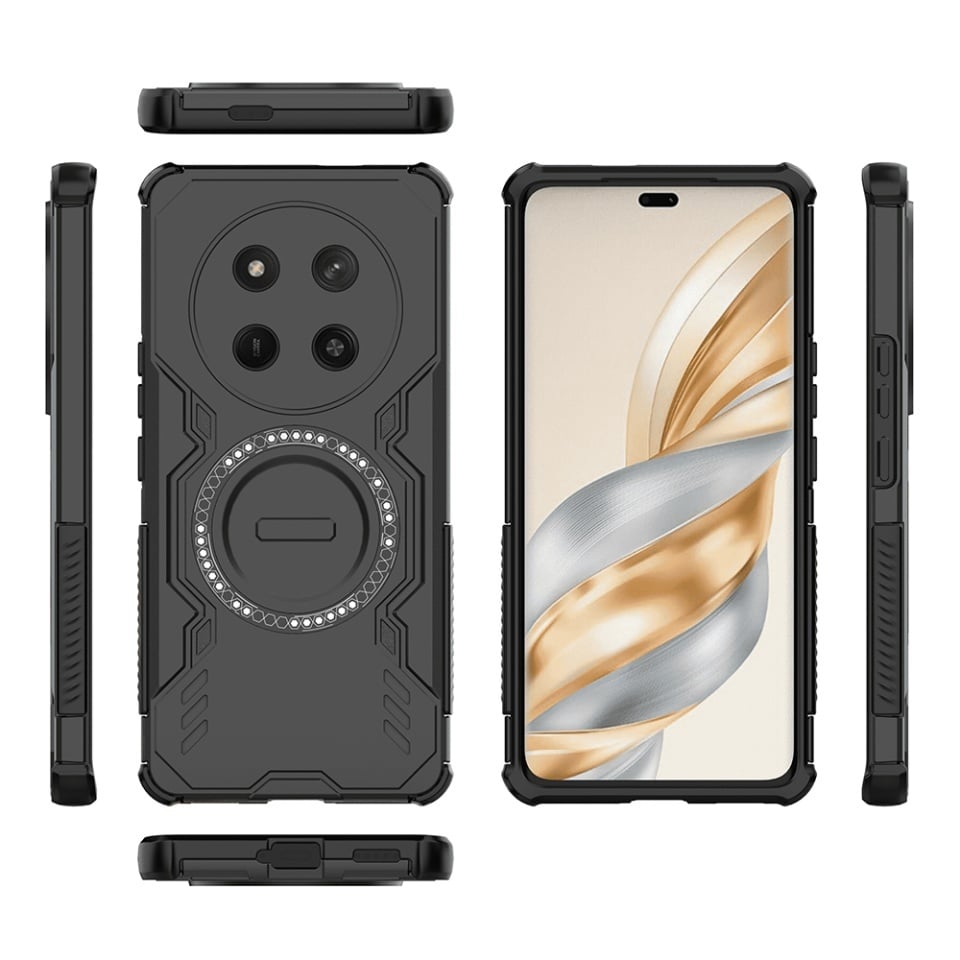 Husa pentru Honor X9c / Magic7 Lite, SKYDDAR INOVATION, ArmorMag, Magsafe, set cu sticker, Negru