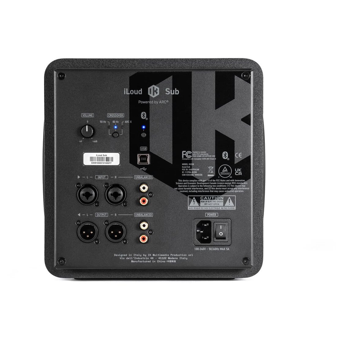 Subwoofer activ IK Multimedia iLoud, compact, 200W, negru, 24.4x25x28.3cm