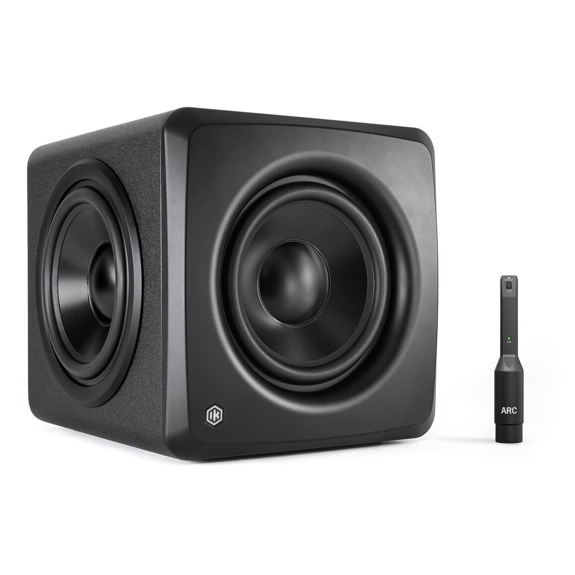 Subwoofer activ IK Multimedia iLoud, compact, 200W, negru, 24.4x25x28.3cm