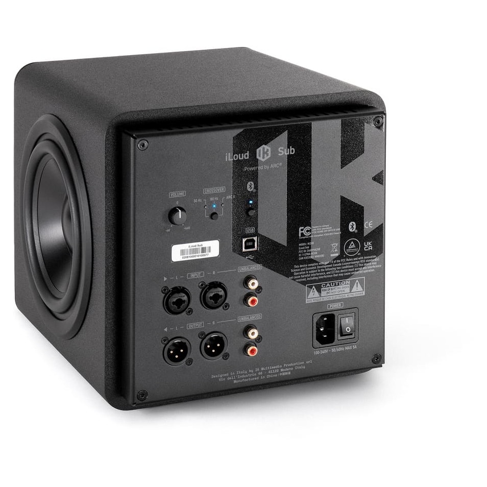 Subwoofer activ IK Multimedia iLoud, compact, 200W, negru, 24.4x25x28.3cm