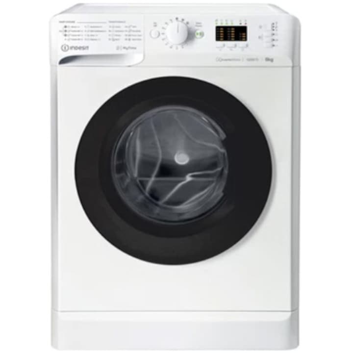 RESIGILAT: Masina de spalat rufe Slim Indesit New MyTime MTWSA61294WKEE, 6 kg, 1200 rpm, Clasa C, Fast Cycles, Motor Inverter, Display LED, Alb